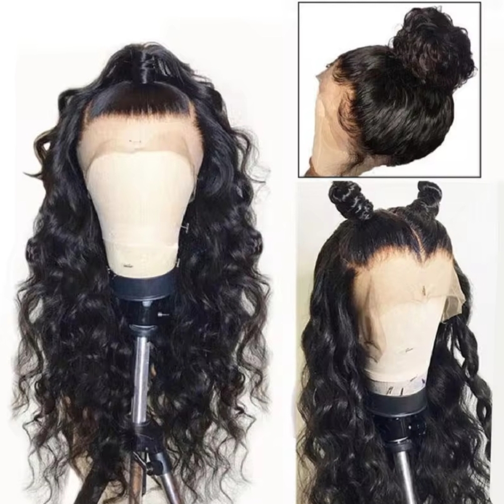 Black Wavy 24in Glueless Human Hair Full Lace Wig (4)